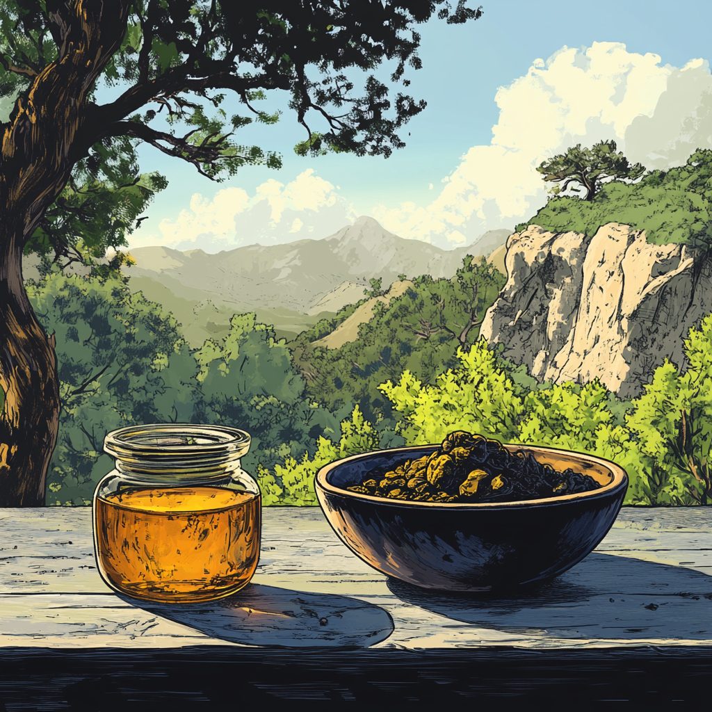health benefits of shilajit and honey sticks.