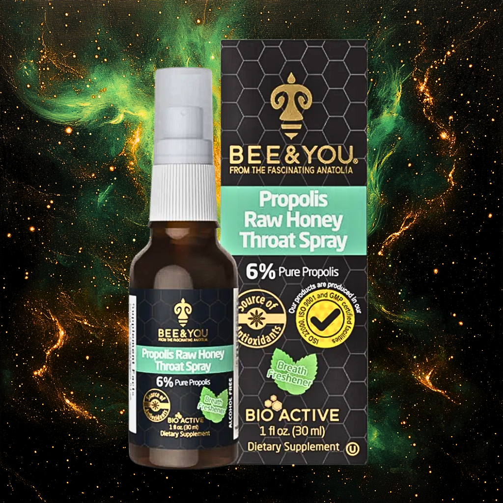 Mint Propolis Raw Honey Throat Spray, on the go box