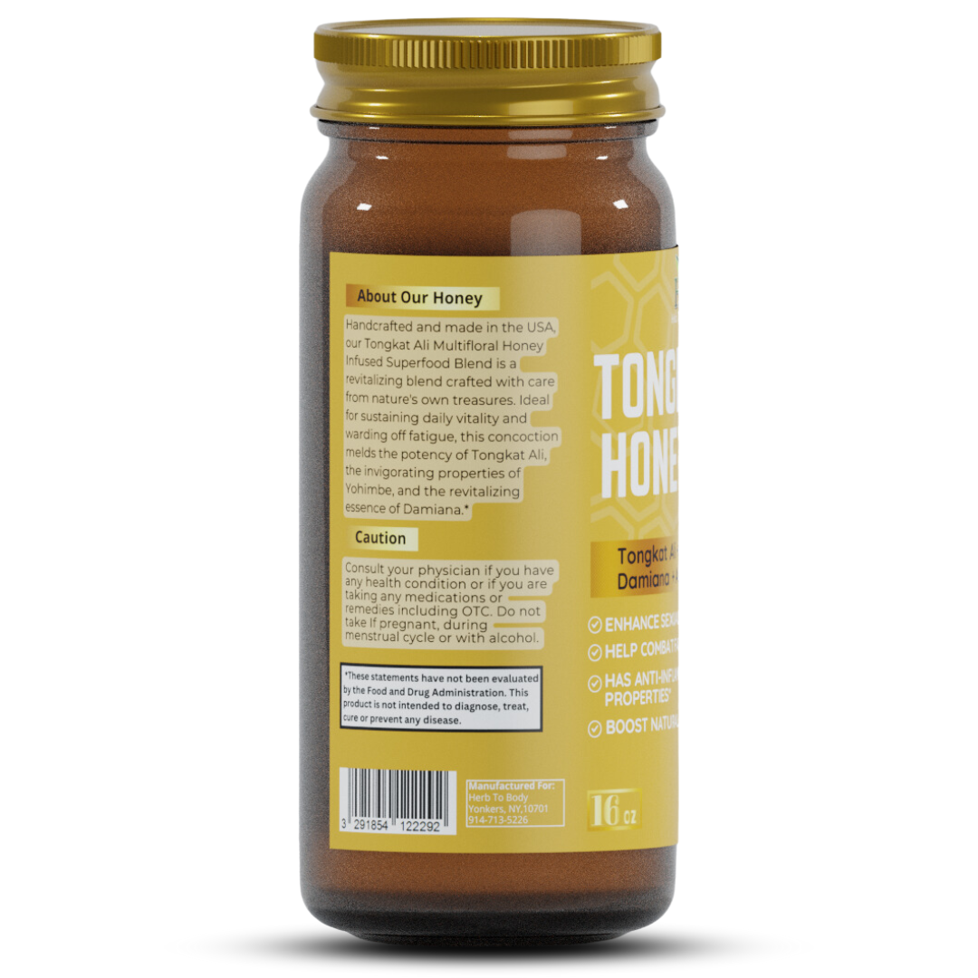 Tongkat Ali honey blend herbal honey natural supplement jar for prime sexual health facts