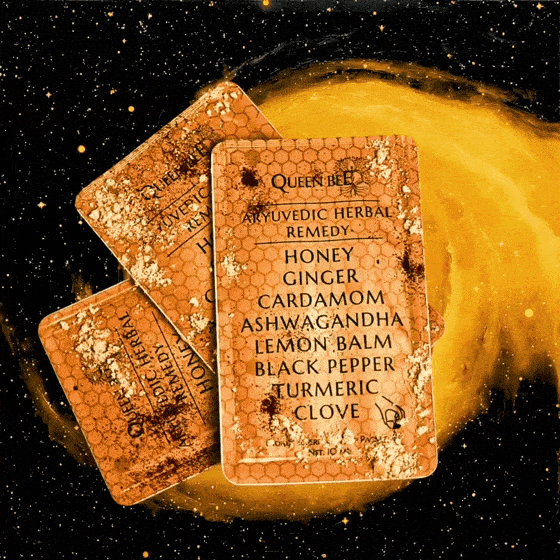Ayurvedic Honey Superfood Snap Packet for Coffee/Tea. Ashwagandha, black pepper, cardamom, lemon balm honey packet zaydal
