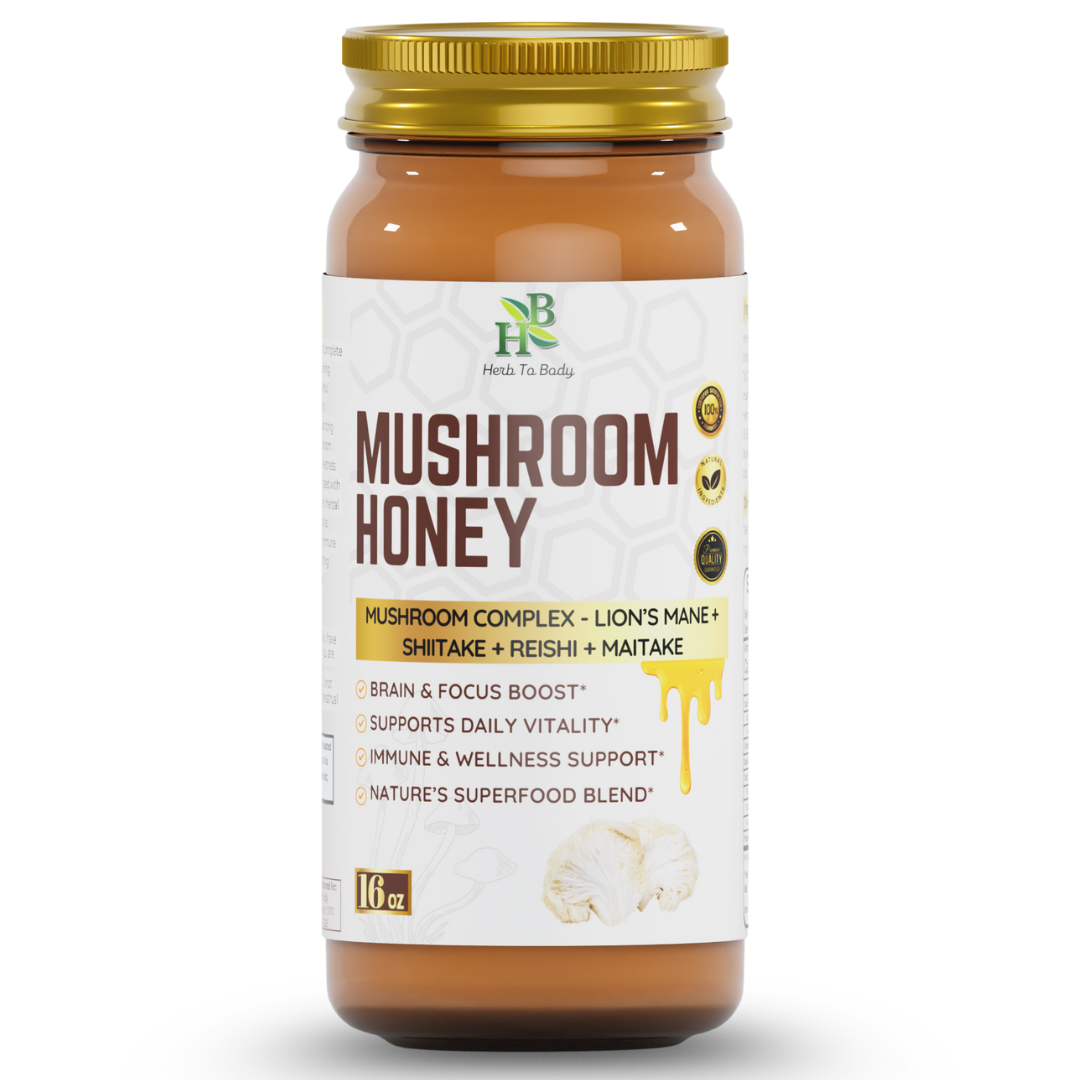 Mushroom Honey 16 ounce Jar for complete vitality support