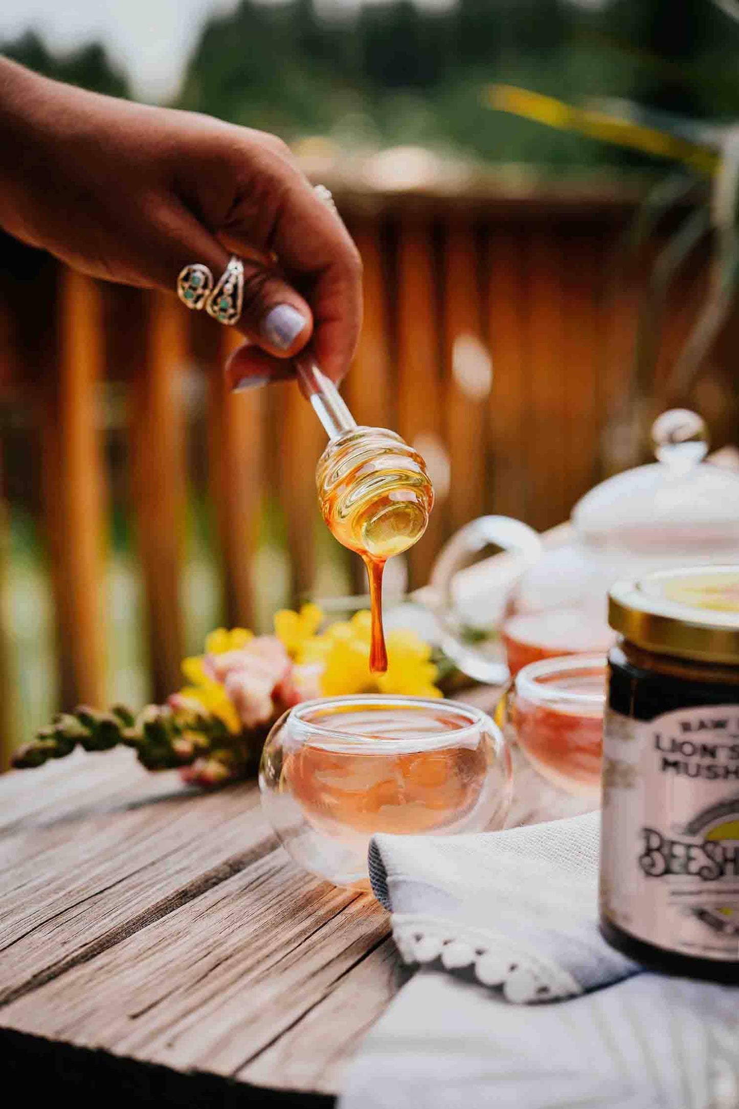 Lion's Mane Mushroom Honey, Bee Shepherd, 12oz Glass Jar herbal honey for vitality support,