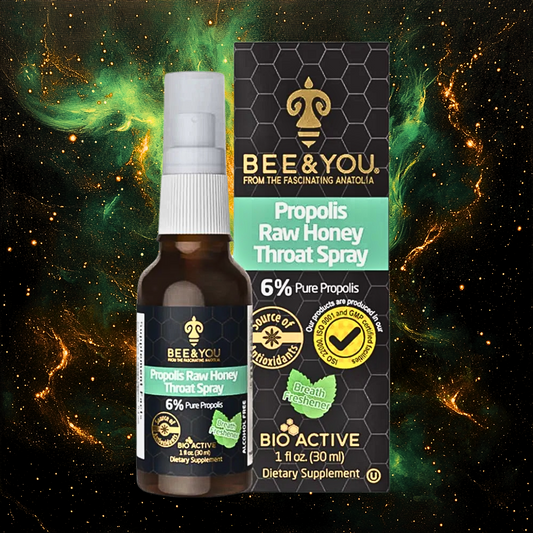 Mint Propolis Raw Honey Throat Spray, on the go box