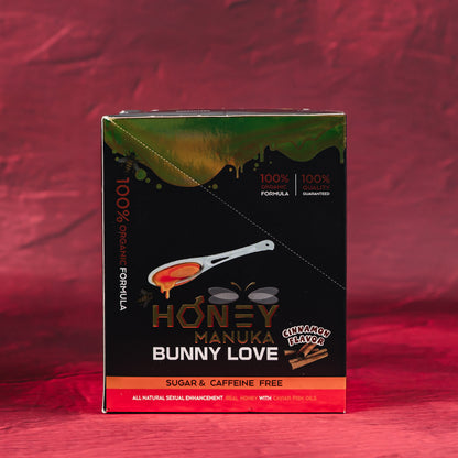 cinnamon flavored manuka honey spoons for libido support on a red background. honey pack for men near me