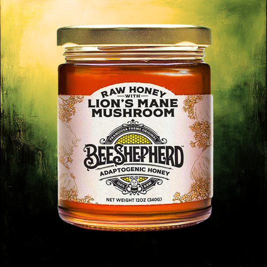 Lion's Mane Mushroom Honey, Bee Shepherd, 12oz Glass Jar - Zaydal